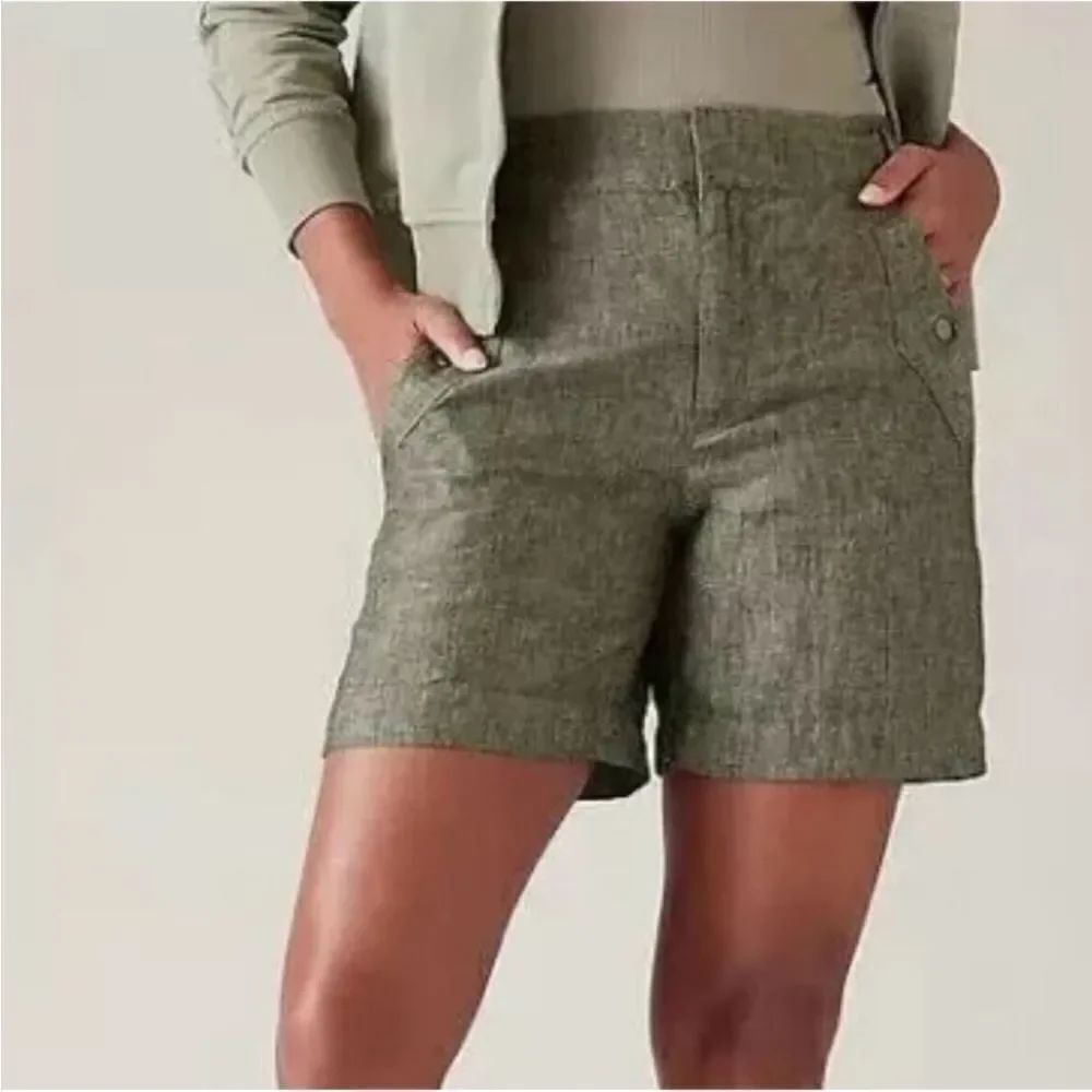 Athleta Voyager Linen Shorts Women Size 24